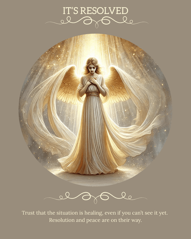 The It's Resolved angel card